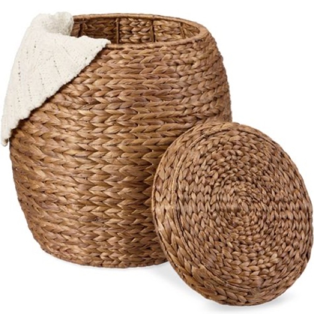 BEST CHOICE NWT Hyacinth Storage Organizer Tote Basket w/ Lid - Chestnut